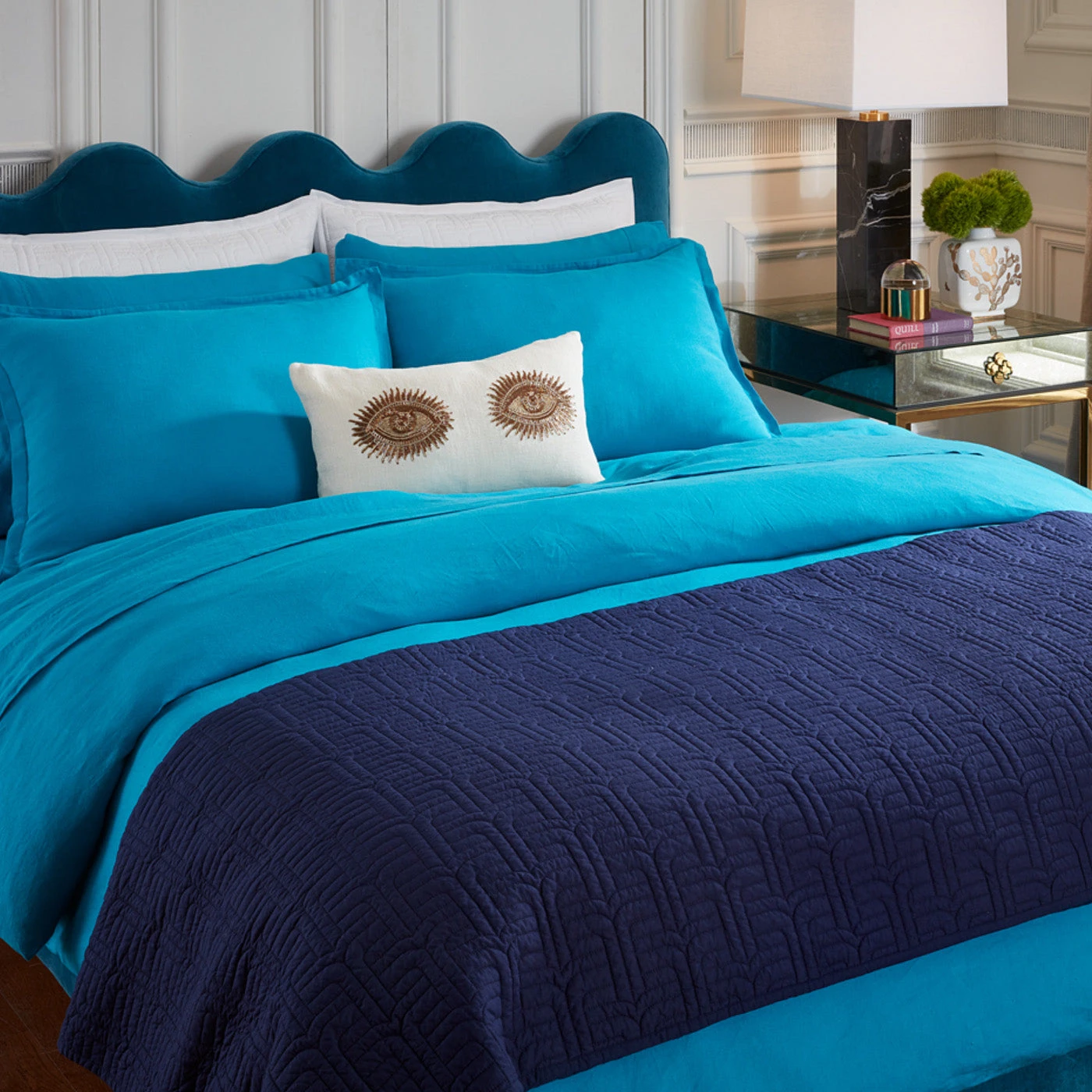 BD21_Linen_Ripple_Teal_Duvet_Teal_Sheets.jpg Jonathan Adler Everywhere Cotton Quilt Bestsellers