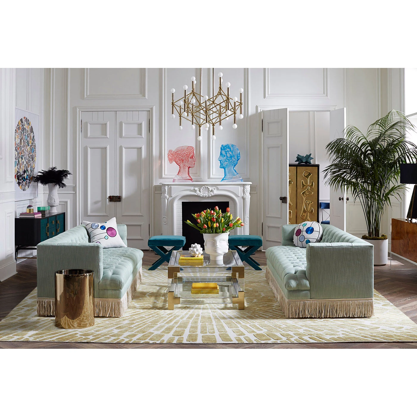 FA19_BaxterFringeSofa_Editorial_c0234c77-4c34-4418-88e3-98b64b363e28.jpg Jonathan Adler Baxter T-Arm Sofa With Bullion Fringe