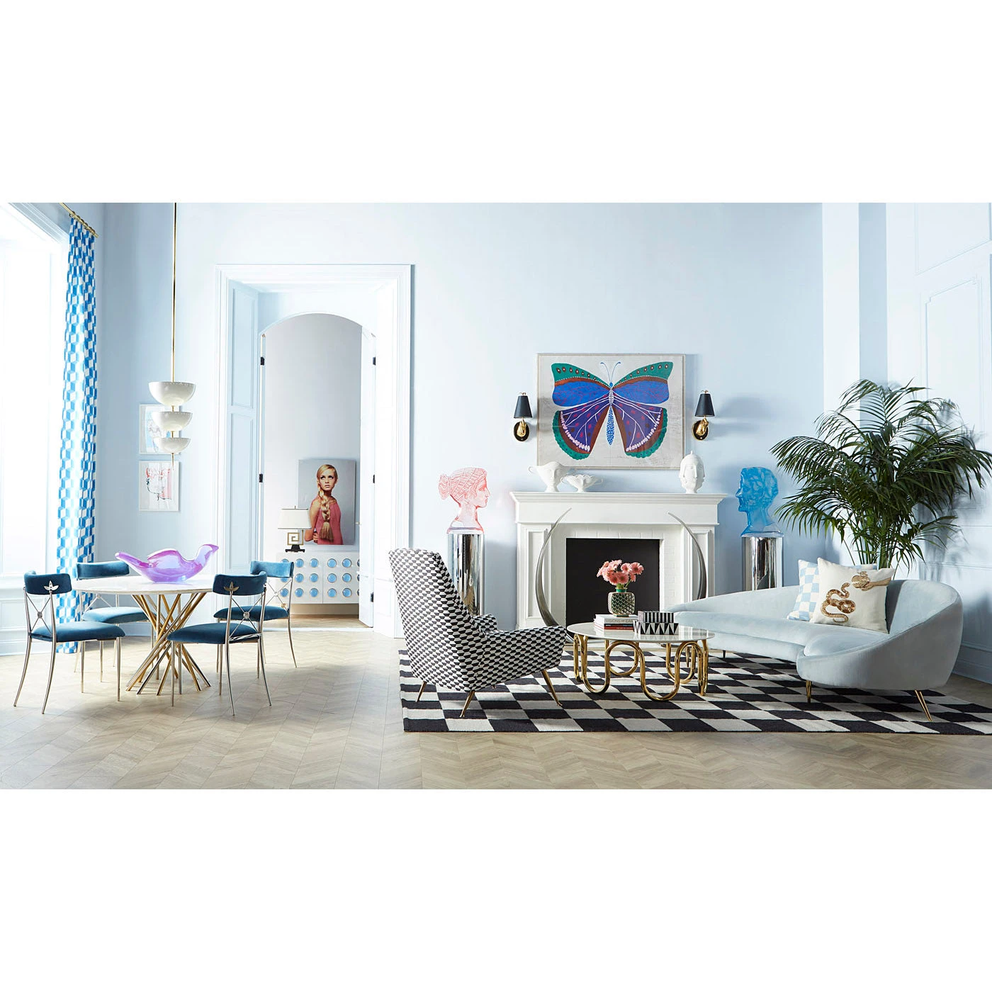 FA19_EtherCurvedSofa_ElectrumDining_10f7c341-cd61-4318-a12c-4ef4dfae247d.jpg Jonathan Adler Print Paule Marrot, Butterfly Blue