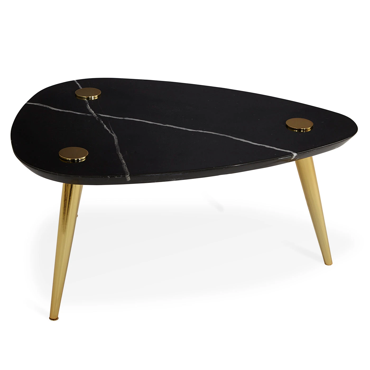 MarbleTriangleTable_BlackTop_a.jpg Jonathan Adler Small Marble Triangle Table New Furniture