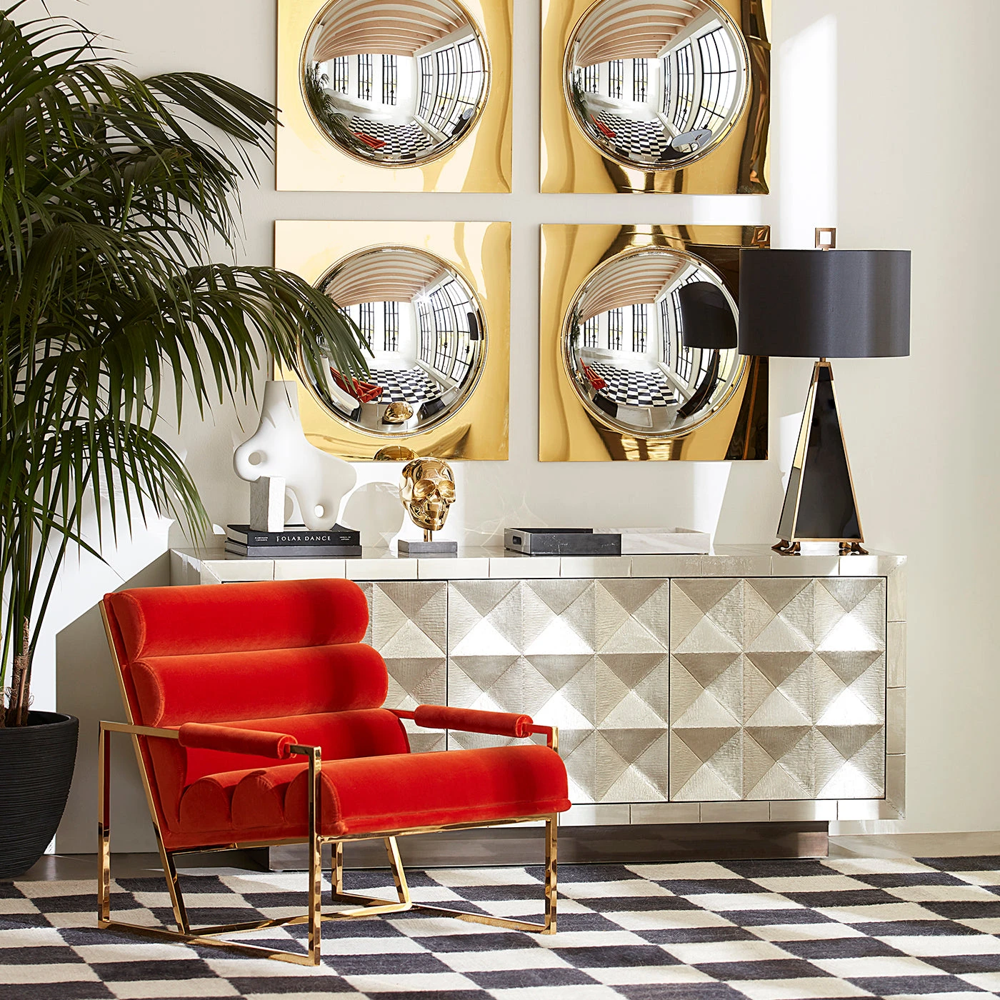 SP20_Goldfinger_LoungeChair_24a59d6a-e978-44ca-aae4-de41dd39f047.jpg Jonathan Adler Bestsellers Globo Convex Mirror