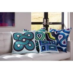 Jonathan Adler Emerald/Navy Milano Concentric Loops Pillow Patterned