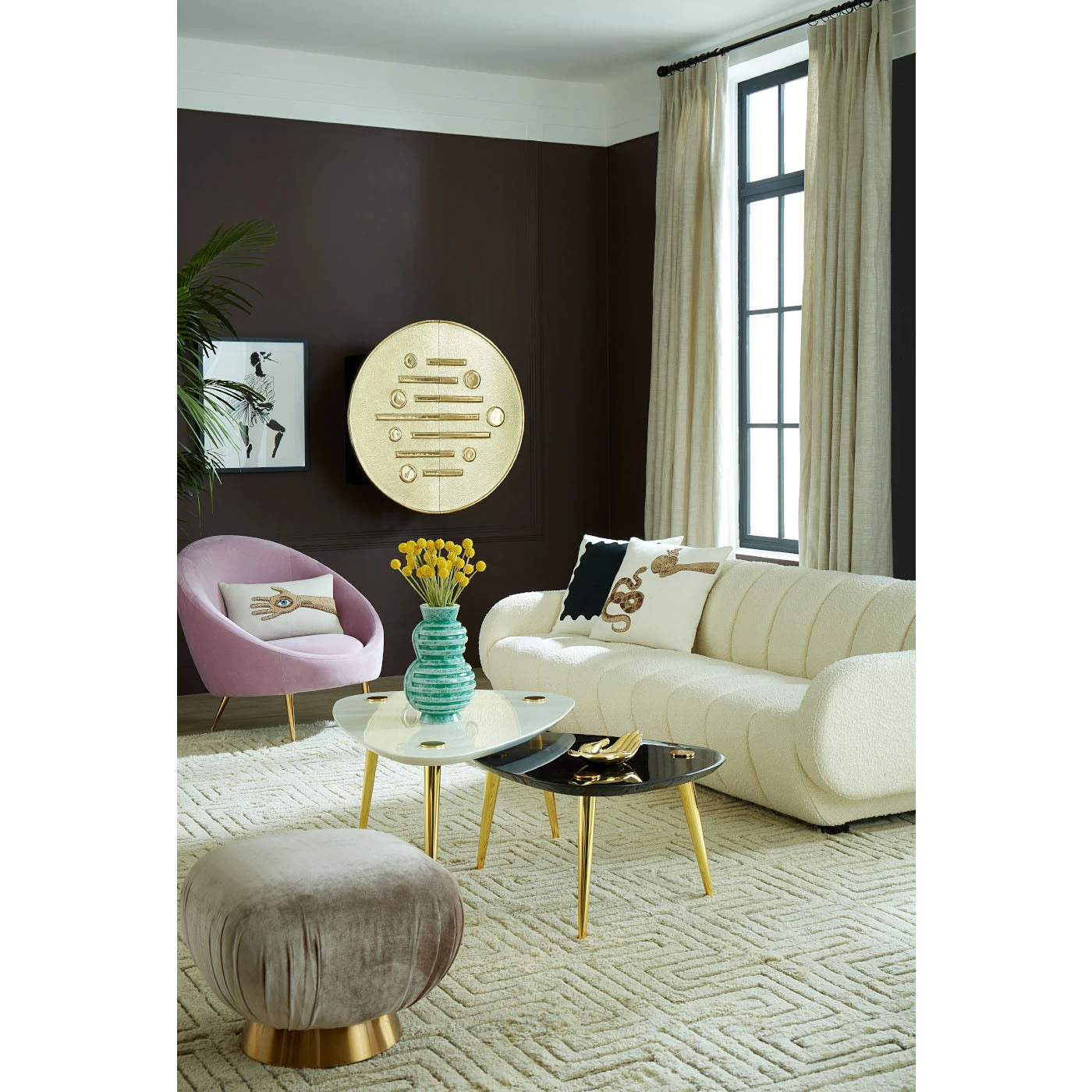 SP21_Brigitte_Sofa.jpg Jonathan Adler Small Marble Triangle Table New Furniture