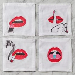 Jonathan Adler Muse Lips Cocktail Napkins