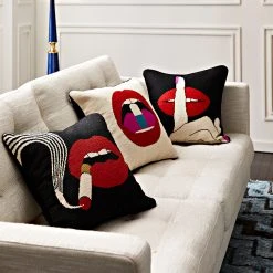 Jonathan Adler Lips Hush Needlepoint Throw Pillow Bestsellers