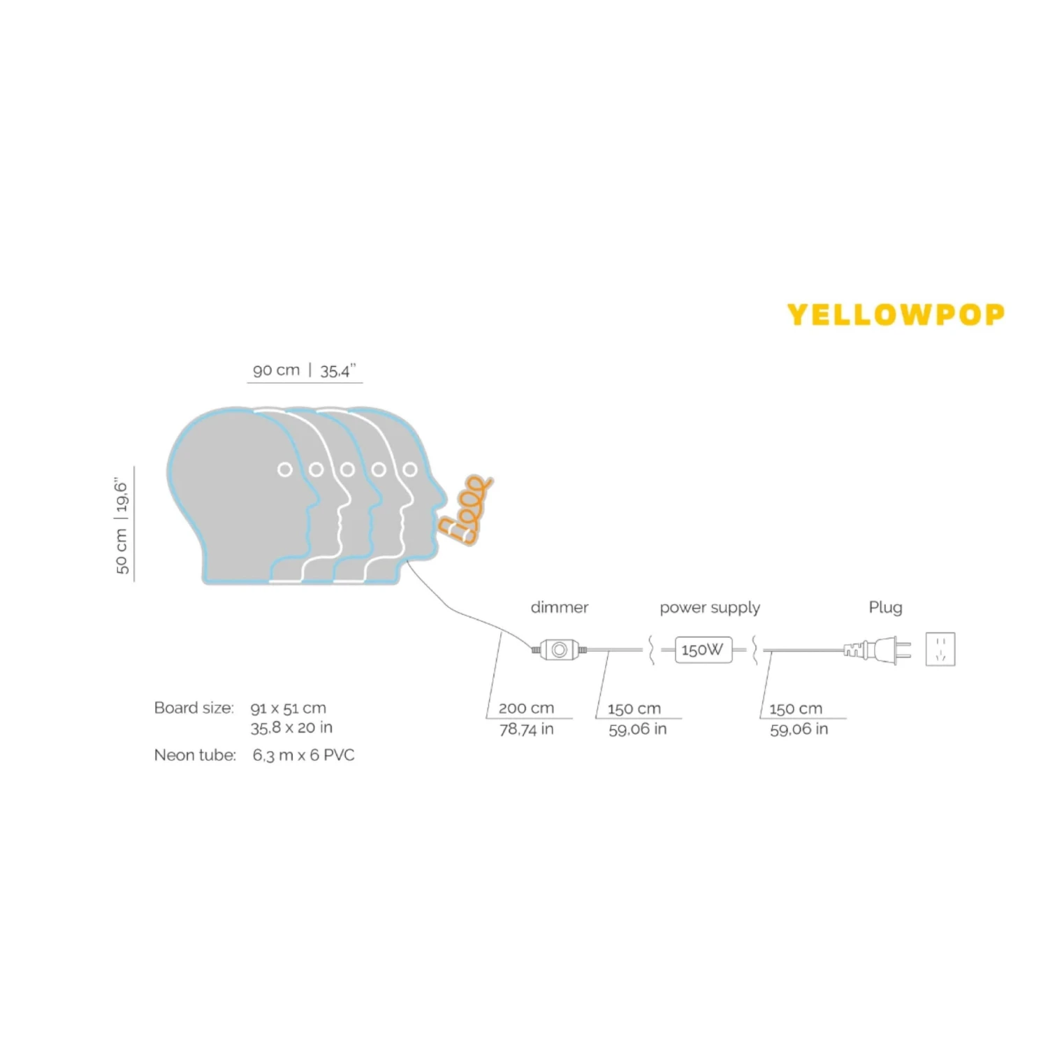 atlas_long_measurements_6581b075-b284-428d-b680-fd4ee59f4747.jpg Jonathan Adler YELLOWPOP X Jonathan Adler Atlas Long, LED Neon Sign