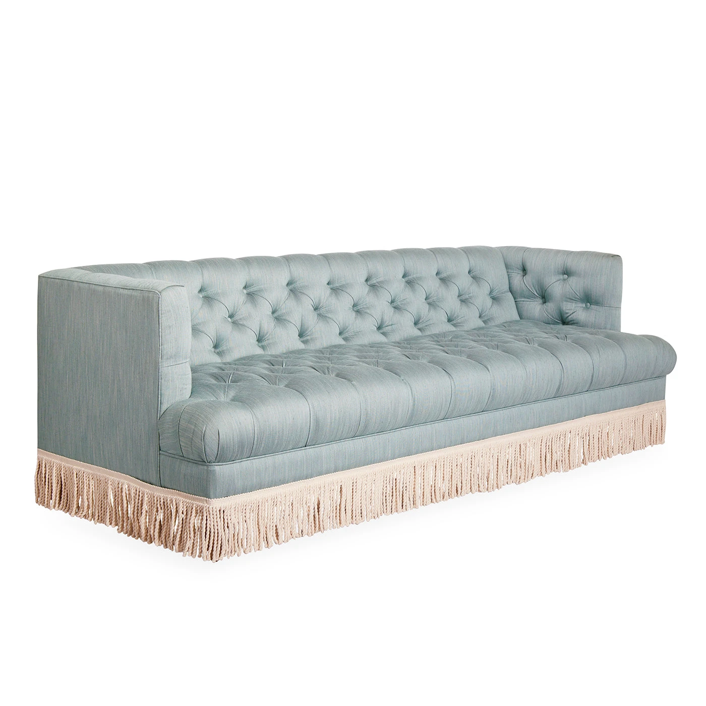 baxter_sofa_biarritz_jade_fringe_b.jpg Jonathan Adler Baxter T-Arm Sofa With Bullion Fringe