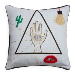 Jonathan Adler Textured & Embellished Bijoux Emblem Pillow