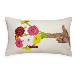 Jonathan Adler Flower Hand Beaded Pillow Textured & Embellished