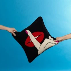 Jonathan Adler Lips Hush Needlepoint Throw Pillow Bestsellers