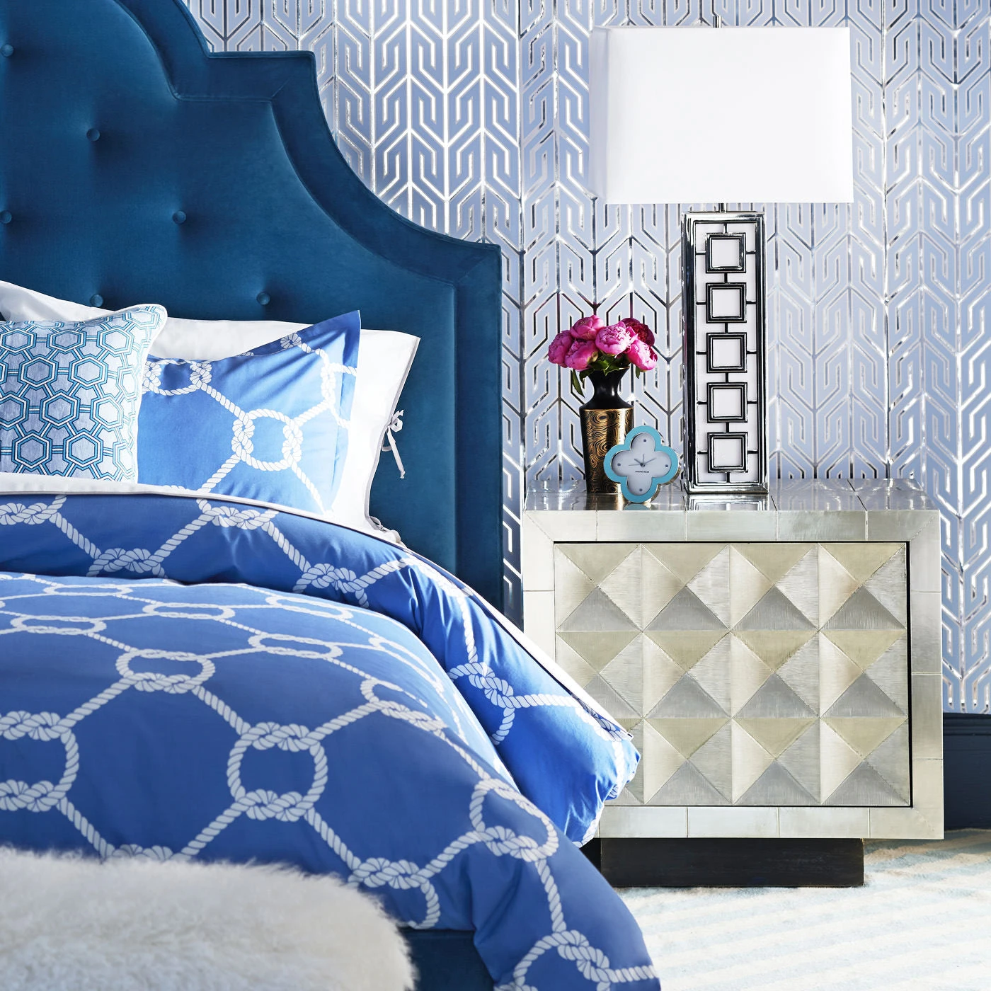 modern-decor-blue-bedroom-spr15-jonathan-adler_966ab3ba-b4ab-491a-b333-7d4b2148245c.jpg Jonathan Adler Woodhouse King Headboard