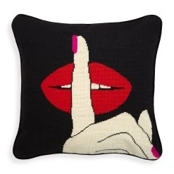 Jonathan Adler Lips Hush Needlepoint Throw Pillow Bestsellers
