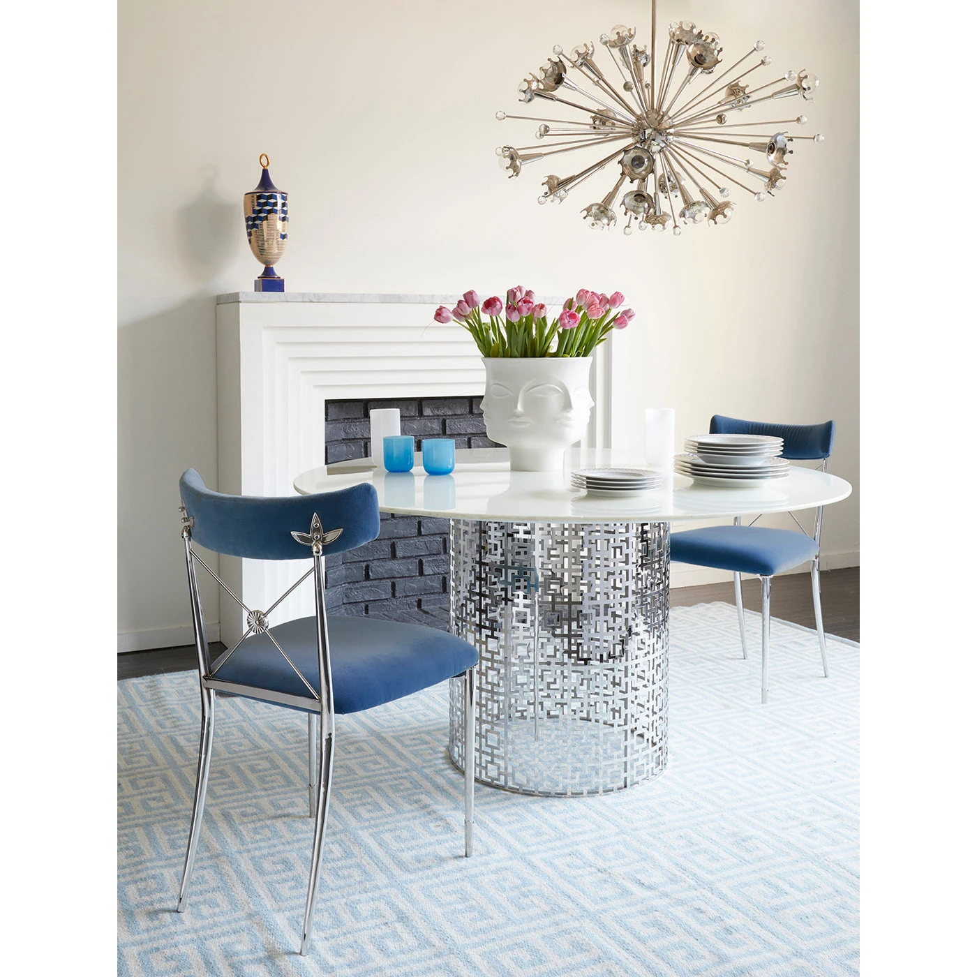 nixon_dinner_table_cobalt_cac16cc2-dd78-4a11-aa70-cddac6b256bb.jpg Jonathan Adler Chandeliers Sputnik Chandelier