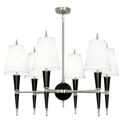 Jonathan Adler Versailles Chandelier In Nickel With Fabric Shade Chandeliers